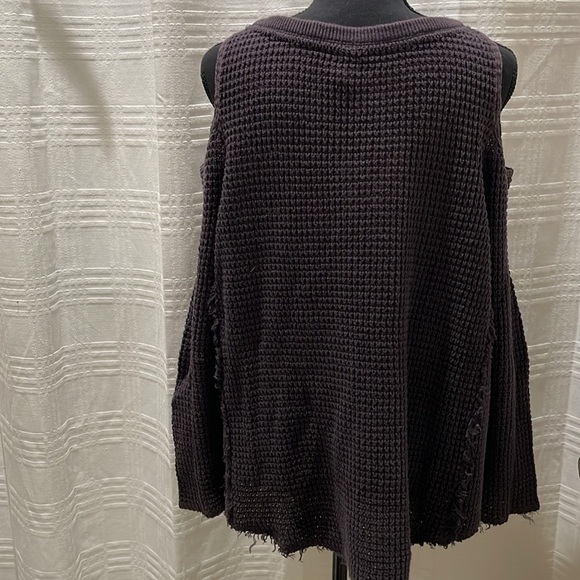 Free People open shoulder waffle knit sweater - Picture 3 of 13